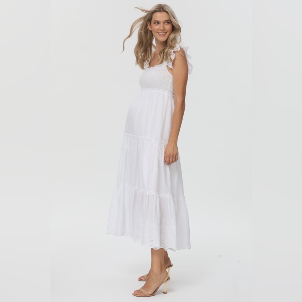 Pietro Brunelli Maternity CHLOÉ Long White Maternity Dress in Cotton Size L - Picture 14 of 14